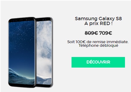 Galaxy S8 : profitez d'une remise immédiate de 100 euros avec l'opérateur RED BY SFR