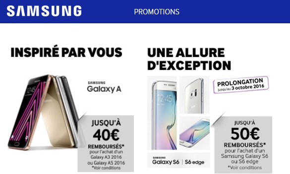 Zoom sur les offres de remboursement Samsung (smartphone) de l'été 2016 !