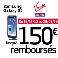 Bon Plan de Noël : 150€ remboursés sur le Samsung Galaxy S3 chez Virgin Mobile