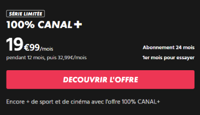 Offre 100 % Canal+ à 19,99 ?/mois pendant 1 an