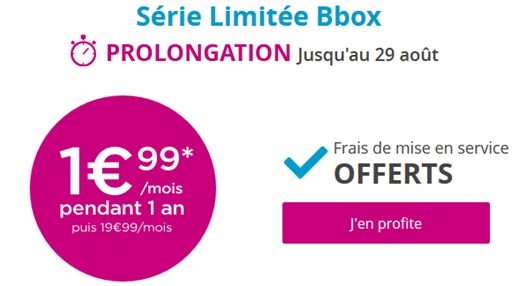 La Série Limitée Bbox Bouygues Telecom à 1.99€ est prolongée