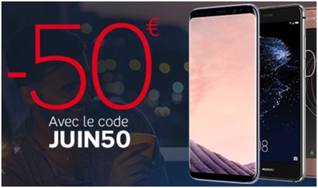 SFR :  50 euros de remise immédiate sur votre nouveau Smartphone avec le code promo JUIN50