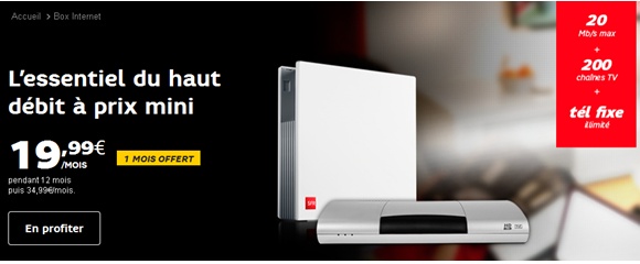 Exclusivité Web : La Box Starter Web de SFR à 19.99 euros par mois et un mois offert