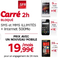 Bon plan SFR : Xperia E, Galaxy Ace, S3 mini et Lumia 520 avec un forfait mobile 2h