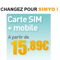 Profitez d'un pack mobile avec carte sim à prix réduit chez Simyo