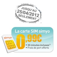 Carte sim à prix réduit et frais de port offerts chez Simyo jusqu'au 25/04