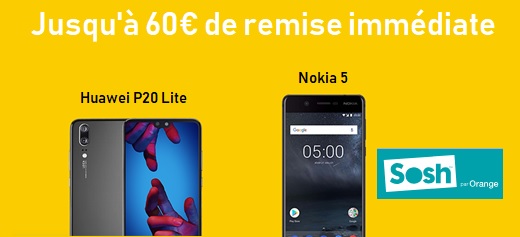 Soldes d'été SOSH : Jolies baisses de prix sur les Nokia 5 et Huawei P20 Lite 