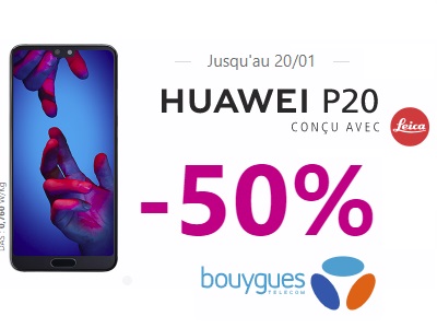 PROMO : Le Huawei P20 à prix canon chez Bouygues Telecom (-50%)