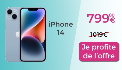 iPhone 14 pour les soldes à moins 21 % sur Rakuten