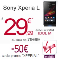 Bon plan Virgin Mobile : Le Sony Xperia L avec un forfait mobile iDOL M