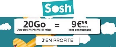 Forfait Sosh 20 Go à 9,99 euros