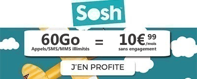 Forfait SOSH 60 Go à 10,99 euros