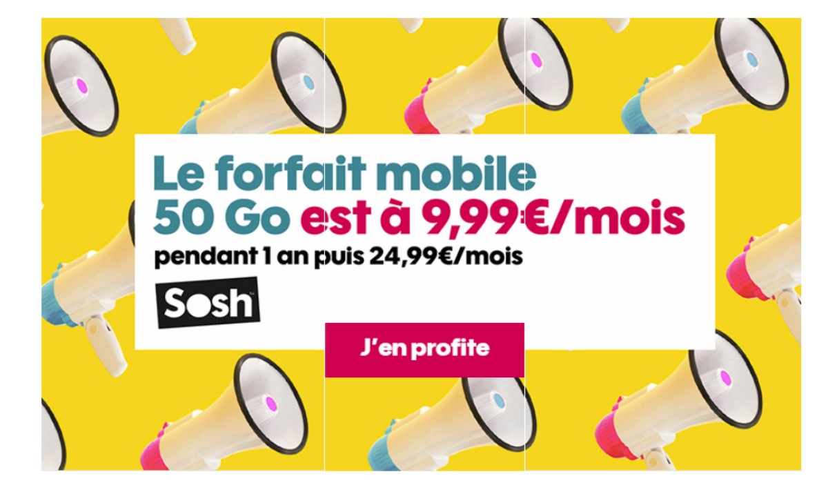 Nouvelle vente privée SOSH : le forfait mobile 50Go bradé à 9.99 euros