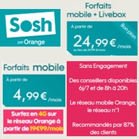 SOSH : Des forfaits mobiles sans engagement à partir de 4.99€ adaptés à tous les consommateurs !