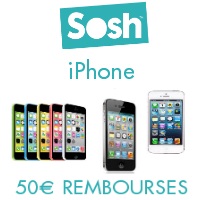 Bon plan Sosh : 50€ de remise pour l’achat d’un iPhone 4S, 5, 5C et 5S !