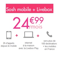 Bon plan Sosh : Le pack Internet sans TV avec un forfait mobile 2H à 24.99€ à vie !