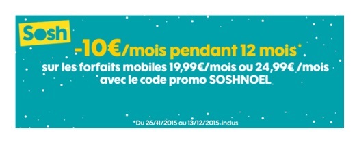 Sosh : Nouvelle promotion spéciale Noël sur les forfaits illimités 3Go et 5Go !