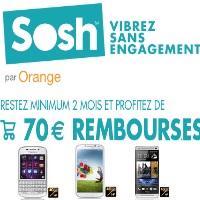 Sosh : 70€ remboursés sur le Galaxy S4, HTC One, Xperia Z, Blackberry Q10