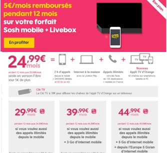 Bon plan SOSH : Box + forfait mobile à partir de 24.99€ par mois !