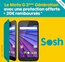 Un étui offert et 20€ remboursés pour l’achat du Motorola Moto G 3ème génération chez Sosh 