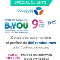 Bouygues Telecom : Jusqu’à 80€ remboursés pour la souscription d’un forfait Sensation 3Go et plus avec portabilité de numéro !