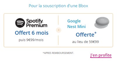 Spotify et google nest mini promo noel bouygues telecom