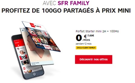 SFR Family : Equipez un proche d'un forfait Starter 2h gratuitement pendant 1 an 