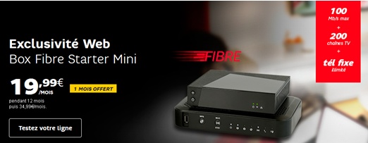 Exclu web SFR : La Box Fibre Starter Mini à 19.99€ par mois + 1 mois offert