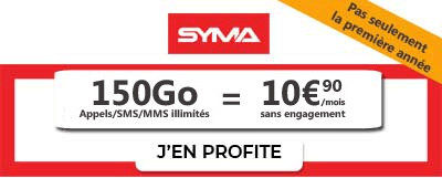 Syma forfait 150 Go à 10,90 euros