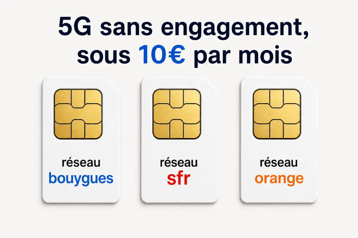 Top 3 des forfaits 5G sans engagement à moins de dix euros par mois en mai 2026