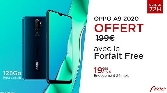 Oppo A9 2020 Free Mobile en vente privée