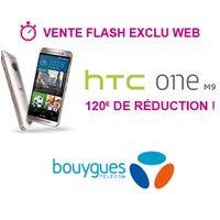 Vente flash exceptionnelle : 120€ de remise pour l’achat du HTC ONE M9 chez Bouygues Telecom !