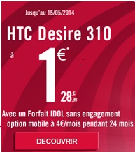 Le nouvel HTC Desire 310 à 1€ chez Virgin Mobile