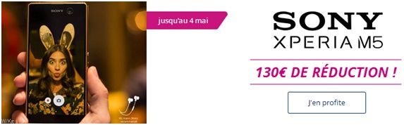 Bouygues Telecom : 130 euros de réduction sur le Sony Xperia M5 jusqu'au 4 mai
