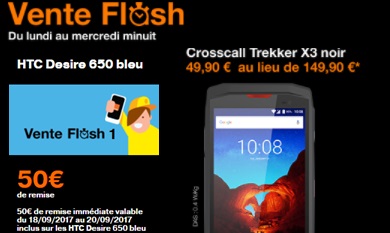 Le HTC Desire 650 sans forfait ou le CrossCall Trekker X3 avec un forfait Play 30Go en promo chez Orange