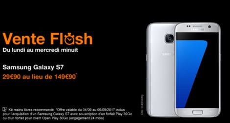 Bon plan du jour : le Samsung Galaxy S7 à 29.90 euros avec un forfait Play 30Go chez Orange 