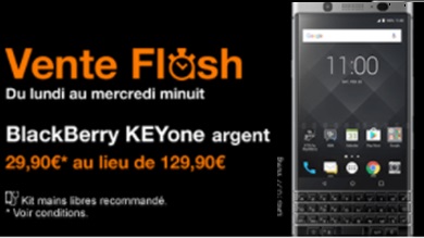 BlackBerry KEYone : profitez d'un rabais de 100 euros avec l'opérateur Orange (vente flash)