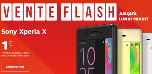 Sony Xperia X en vente flash chez SFR ce Week-end, jusqu'à 158.99 euros de remise