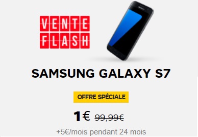 Le Samsung Galaxy S7 en vente flash avec la série limitée 100Go chez SFR (remise de 98.99 euros)