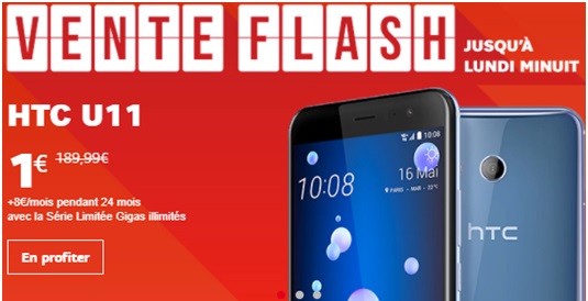 Le Samsung Galaxy A5 2017, HTC U11 et le Xperia XZ sont à 1 euro ce Week-end chez SFR