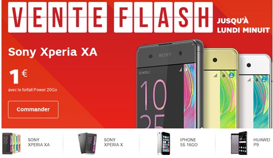 Sony Xperia XA, Xperia X, iPhone 5S et Huawei P9 en vente flash chez SFR ce Week-end