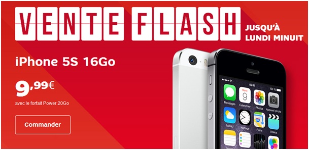 L'iPhone 5S en vente flash ce Week-end chez SFR à 9.99 euros 