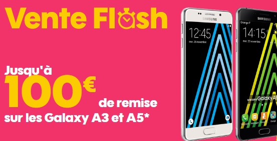 Vente flash SOSH sur le Samsung Galaxy A5 ou Galaxy A3 2016 (jusqu'à 100 euros de remise)