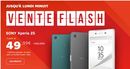 Forfait SFR : 1 mois offert et 100€ remboursés sur votre Xperia Z5