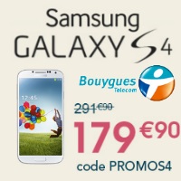 Vente flash : Remise exceptionnelle sur le Samsung Galaxy S4 chez Bouygues Telecom !