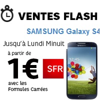 Le Samsung Galaxy S4 à partir de 1€ chez SFR jusqu’au 31 Mars minuit !