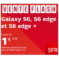 Vente flash SFR : Samsung Galaxy S6, S6 Edge, S6 Edge+ en promo à partir de 1€ !