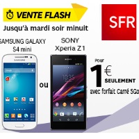 Le Sony Xperia Z1 et le Samsung Galaxy S4 Mini en promotion à 1€ chez SFR !