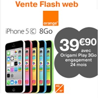 Bon plan Web Orange : 60€ de remise sur l’iPhone 5C 8Go avec un forfait Origami Play !