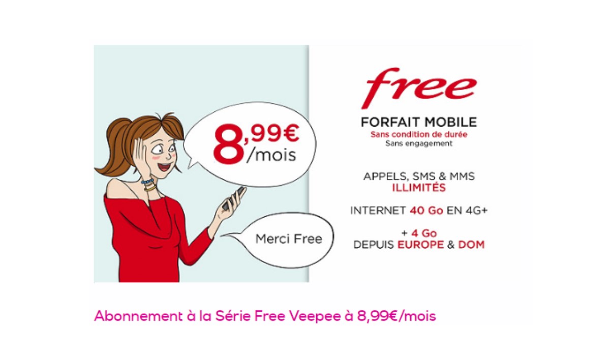 Vente privée : Le forfait Free Mobile avec 40Go de data à 8.99€ par mois à VIE 